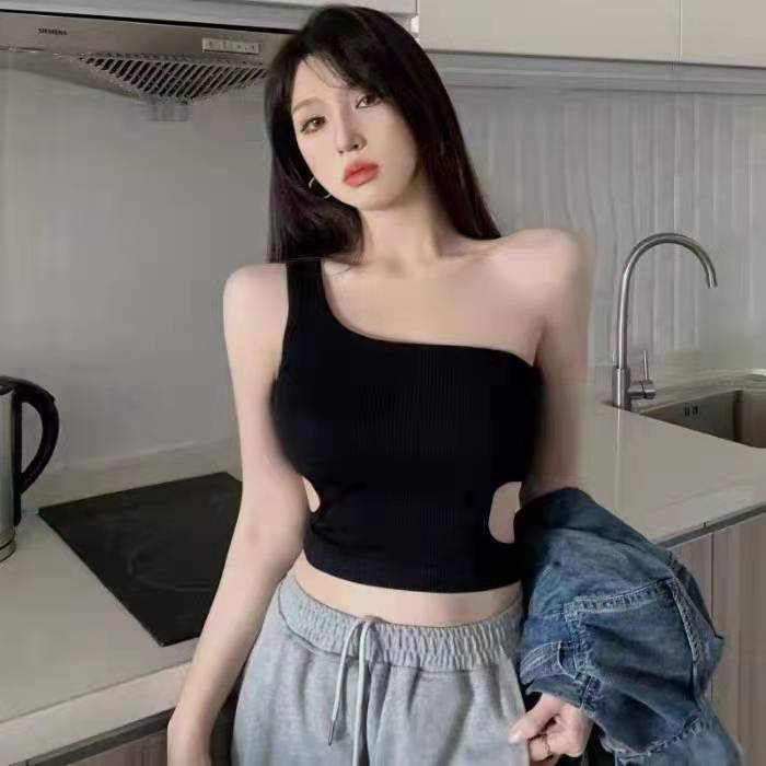 Ropa exterior de camisola sexy para mujer con almohadilla en el pecho chica caliente de moda estilo coreano top de un solo hombro mujeres