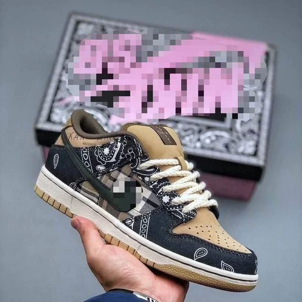 Popular Dunk SB Paisley Retro Low-Top Campus Sneakers for Men and Women, Trendy and Versatile Casual Sports Shoes for Couples