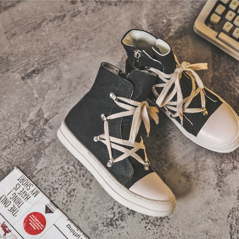 Pentagram thick soled canvas shoes couple models 24 spring new all match personality street fashion shoes hip hop high top shoes_voghion.com