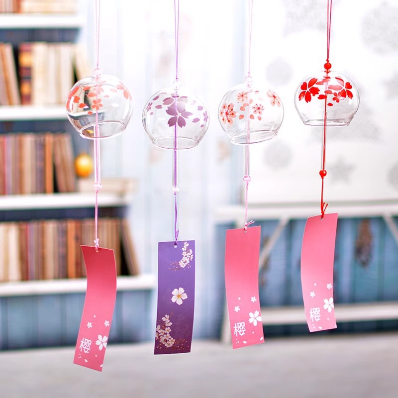 Sakura Wind Chime Handmade Glass Japanese Style Gift Cute Small Ornament Fresh Piece Bedroom Hanging Decoration_voghion.com