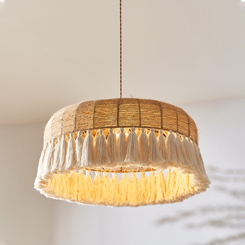 Lamp French Cream Style Chandelier Bohemian Linen Rope Tassel New Style Bedroom Living Room Dining Room Romantic Mid-Century Style Lamp Lamp French Cream Style Chandelier Bohemian Linen Rope Tassel New Style Bedroom Living Room Dining Room Romantic Mid-Century Style Lamp