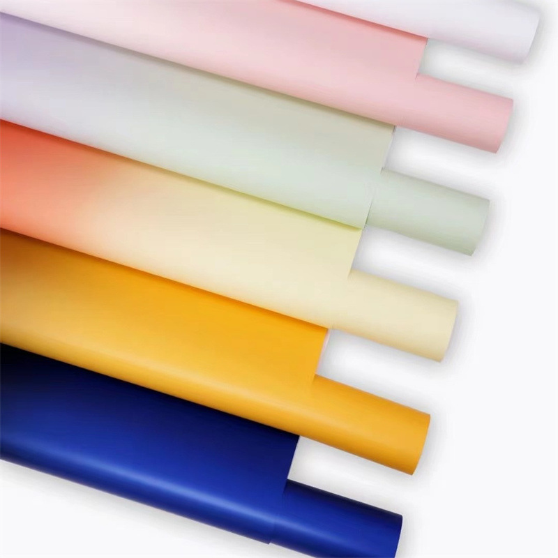 Fabricantes de fiestas de flores nuevos productos arco iris de color gradiente floral papel de embalaje espeso ramo impermeable floral papel de embalaje floral suministros floristas