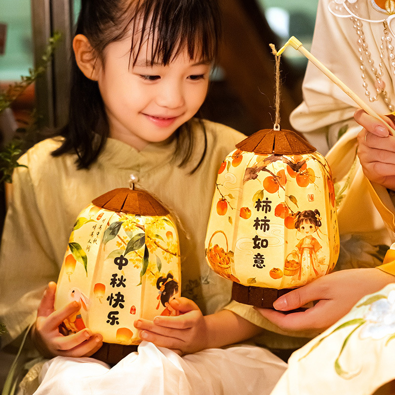 2026 Mid-Autumn Festival Lanterns Children's Handheld Palace Lanterns Kindergarten DIY Craft Material Kit Glowing Ancient Style Lantern Decorations