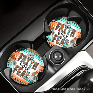Car non-slip mat creative letters personalized water cup mat rubber round car decoration storage mat unisex