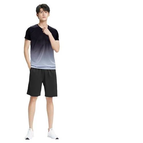 Men's Ice Silk Quick-Dry Workout Suit Set Summer Short-Sleeve T-Shirt Morning Running Basketball Training Room Shorts