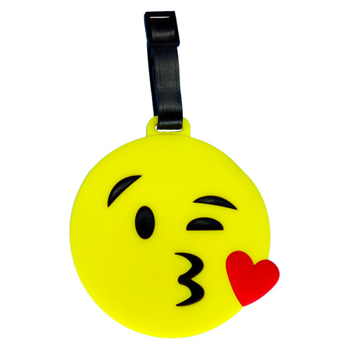 Creative PVC soft rubber luggage tag smile face emoji cartoon hanging tag airplane boarding pass anti-loss luggage clip