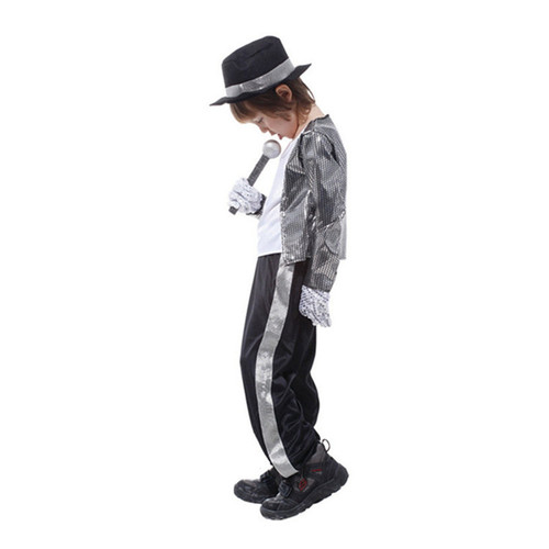 Silver sequin Jazz hiphop rapper dance outfits for boy baby Michael Jackson Halloween costumes cos mike singer of masked ball boy clothing in the New Year