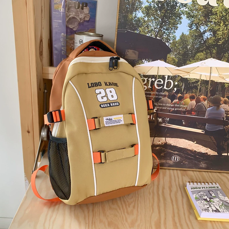 Capacious backpack, retro trend shoulder bag, for students, 2023 collection, American style