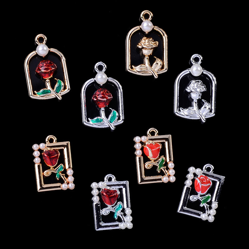 Artistic Elegant Rose Flower Bracket Frame UV Color Pendant Fashion Simple Women Earrings Pendant Alloy Accessories Artistic Elegant Rose Flower Bracket Frame UV Color Pendant Fashion Simple Women Earrings Pendant Alloy Accessories