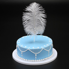 Factory Direct Sale Baking Cake Decoration Natural Pearl Ostrich Feather Insert Plaque Ornament Feather Cake Decoration