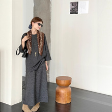 黎诺秋季新款九分袖针织T恤+裙子套装女2025时尚洋气设计感两件套