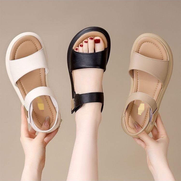 Sandalias de hadas de fondo plano para mujeres 2025 verano nuevo estilo de moda con suela suave con falda zapatos de playa antideslizantes para mujeres embarazadas