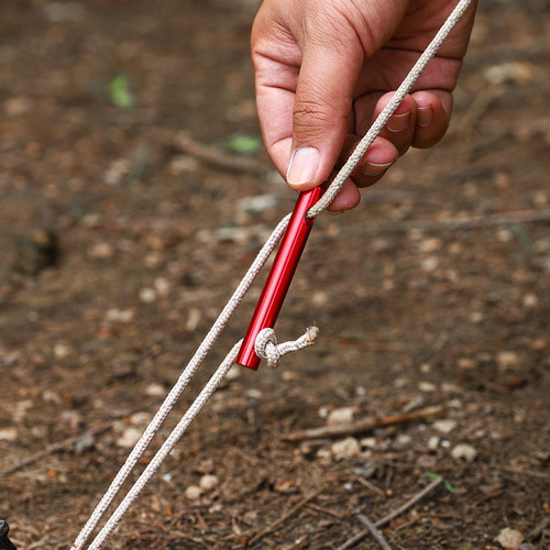 Outdoor tent canopy rope adjustment buckle ground nail windproof rope anti-slip fixed buckle double-eye aluminum alloy rod medium size