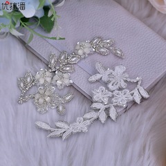 優拉潘 外貿重工珍珠布貼手工婚鞋花配飾高跟鞋配件輔料珠片 SP11