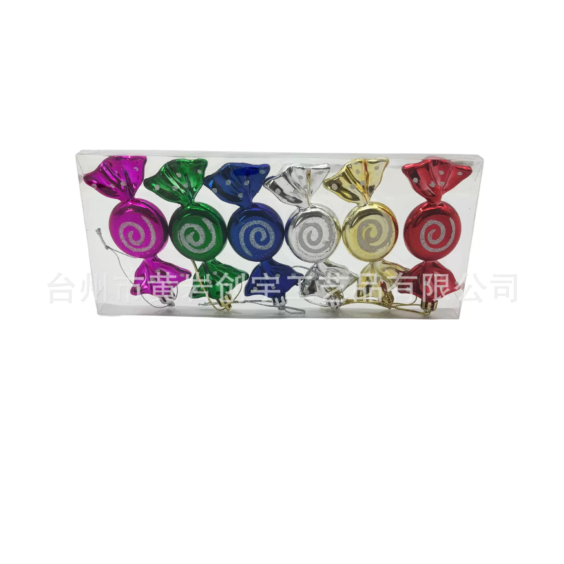 现货10cm圣诞糖果装饰礼盒电镀彩绘糖果道具圣诞树挂件彩色糖果