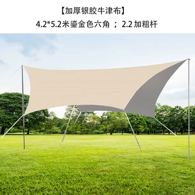 Avtomobil yan çətirləri — Curtain Black Glue Sky Curtain - 42-52m-gilded-hexagonal-thick-silver-glue-oxford-cloth-22-thick-rod-send-accessories-gift-pack