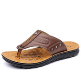 Мужские сандалии, пляжные сланцы в английском стиле, трендовая обувь, из натуральной кожи