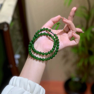 3.8 goddess festival welfare welfare color spicy green spicy green! Spinach green, 8mm jasper necklace micro