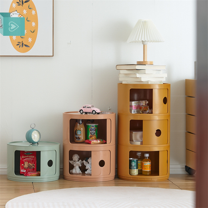 Bedside Cabinet Nordic Modern Simple Round Cabinet Influencer Instagram Multi-layer Storage Cabinet Simple End Table Bedside Cabinet Wholesale