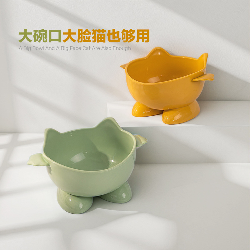 Tazón de gato alto, gran diámetro, gran capacidad, cara sucia, anti-volcado, original, venta al por mayor de fábrica de cuencos para mascotas Fat Ding
