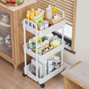 Trolley Storage Rack with Universal Wheel Bedroom Storage Rack Floor Multi-Layer Rack Multi-Function Storage Rack
