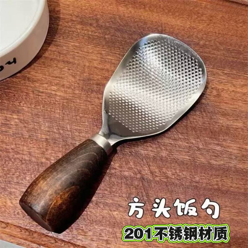 木柄不锈钢饭勺立式电饭煲勺子米饭家用铲子加厚耐高温食品级饭勺|undefined