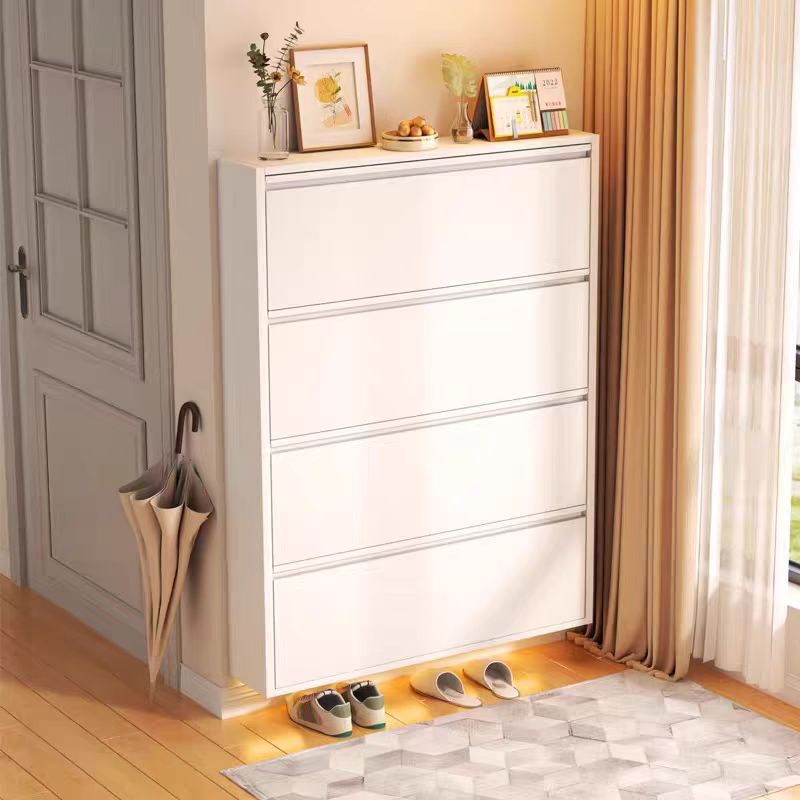 New Style Tipping Bucket Steel Ultra-Thin Shoe Cabinet, Wall-Mounted Metal Storage for Entryway, Home Shoe Rack, Doorway, Extra Large Capacity