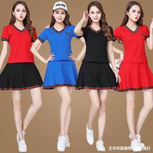 广场舞服装套装中老年短袖舞蹈上衣女夏新款纯棉团体鬼步舞演出服