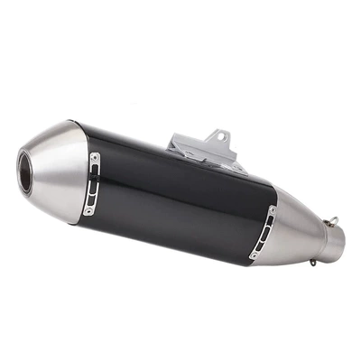 Off-Road Motorcycle Modified Tailpipe Exhaust Pipe Stainless Steel Pipe Aluminum Bracket Exc Crf150 Exc Wr450 (Motorcycle exhaust pipe) - black-stainless-steel-head