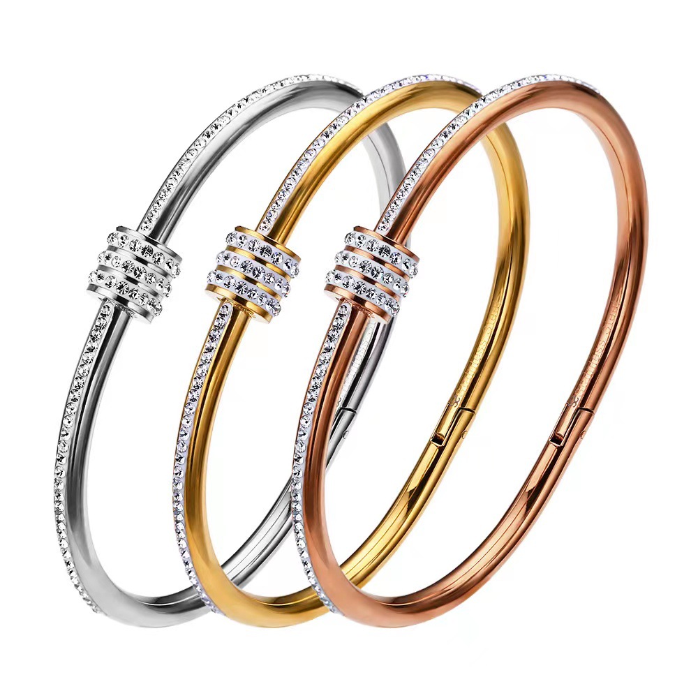 21g Weight 0.05µm-0.08µm Gold Plating Thickness PVD Coated Real Gold Plated Geometric Stainless Steel Retro Waterproof Non Tarnish Bangle