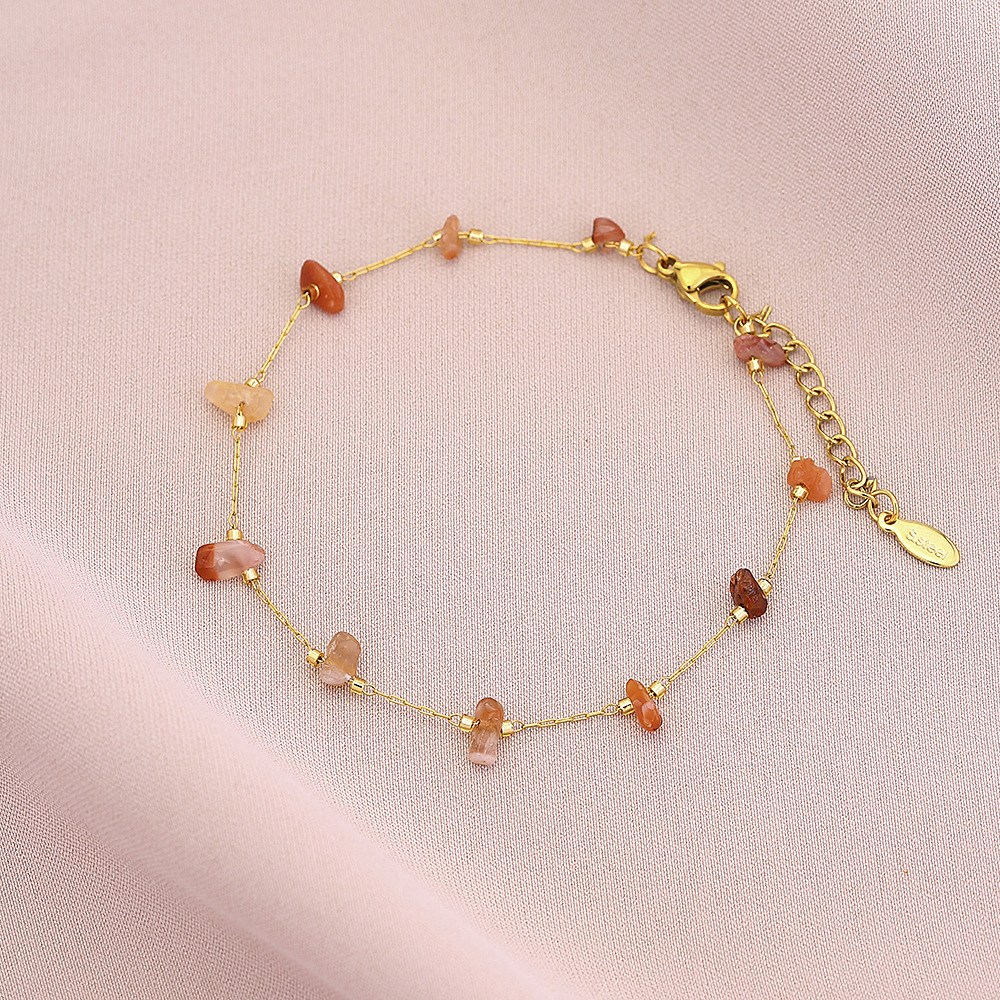 201 Stainless Steel Chain Material Beaded Chain Chain Type Casual Simple Style Irregular 18K Gold Plated 304 Stainless Steel Natural Stone Chain & Link Bracelets Wholesale