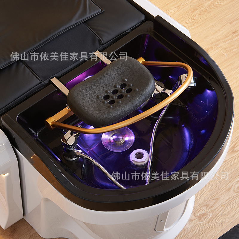 Cama de lavado de cabello de masaje eléctrico inteligente totalmente automática para barbería de alta calidad, cama de tratamiento de cabello especial para salón de peluquería, cama de lavado de circulación de agua