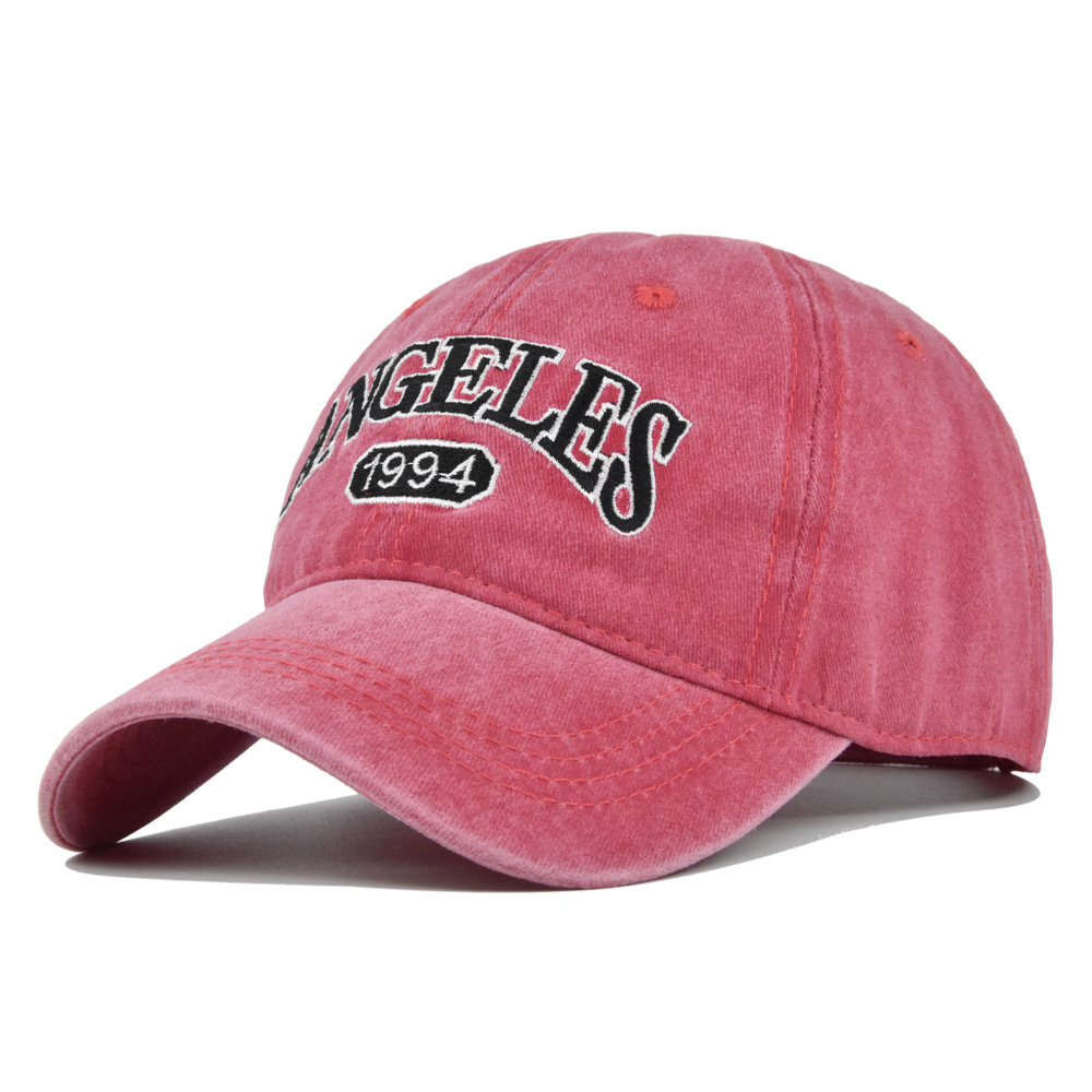 Angeles 3D Baseball Embroidered Duck Tongue Washed Old Sun Visor Hat_voghion.com