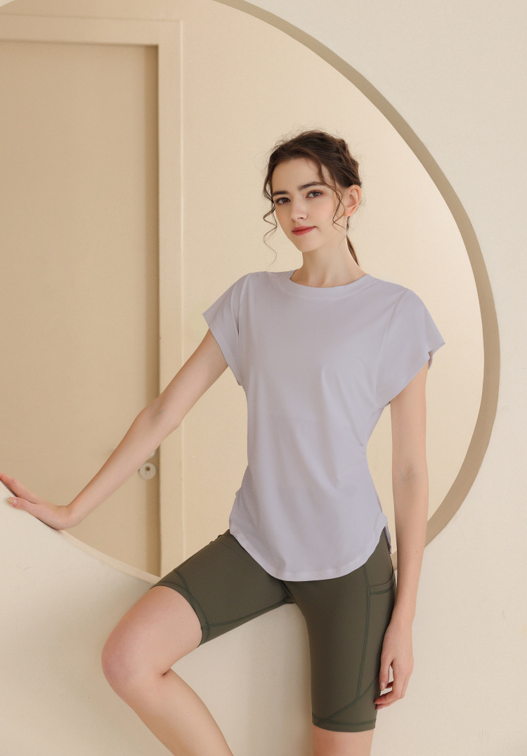 New Snowflake Cotton Breathable Sports Top Women's Short Sleeve T-shirt Running Training Cover Up Slimming Fitness Yoga_voghion.com