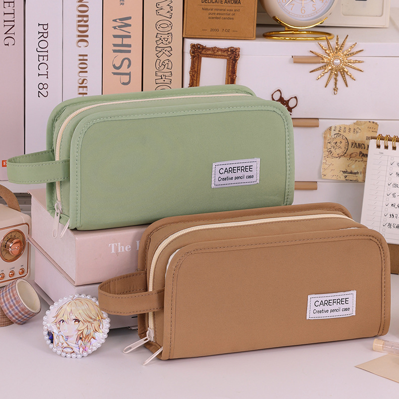 Estuche para lápices simple de gran capacidad y resistente a la suciedad para estudiantes de primaria con sentido avanzado, estuche para lápices transparente, estuche para papelería, bolsa para el dolor, estuche para lápices