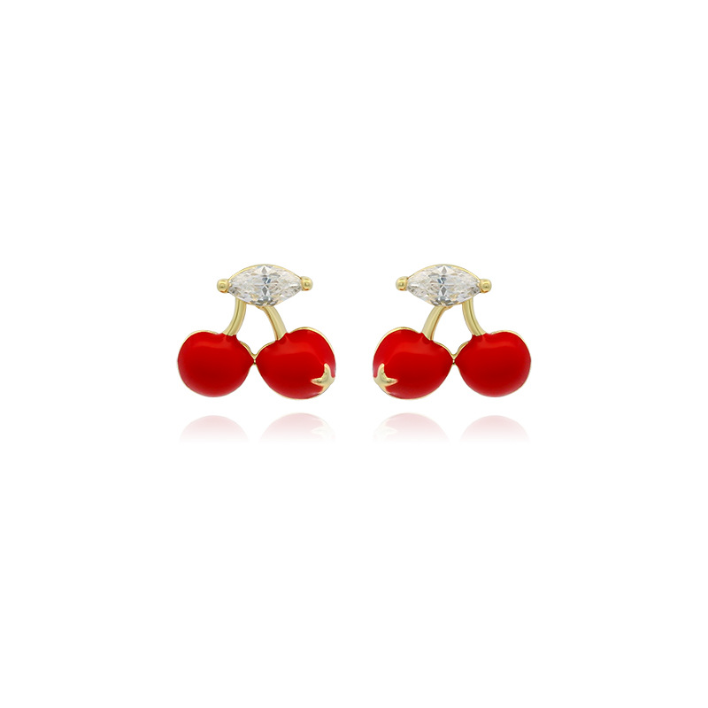 Xuping aleación de cobre de moda 14k piedras preciosas artificiales de viento dulce pernos de cereza auriculares diarios otoño invierno auriculares al por mayor