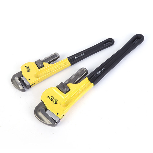 Heavy-duty pipe wrench, weighted pipe wrench, two-color handle, multi-function water pipe wrench, 45 steel heavy-duty pipe wrench, round pipe wrench