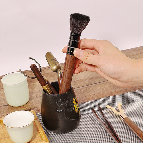 Black sandalwood tea ceremony six gentlemen accessories set wholesale tea clip tea knife raising pot pen kung fu tea set tea making tools