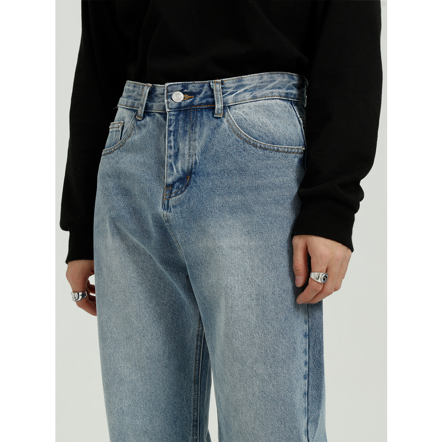 Mtlclothes ropa de Hombre | Four Seasons nuevo estilo coreano de moda estilo de Hong Kong suelta simple lavado jeans hombres