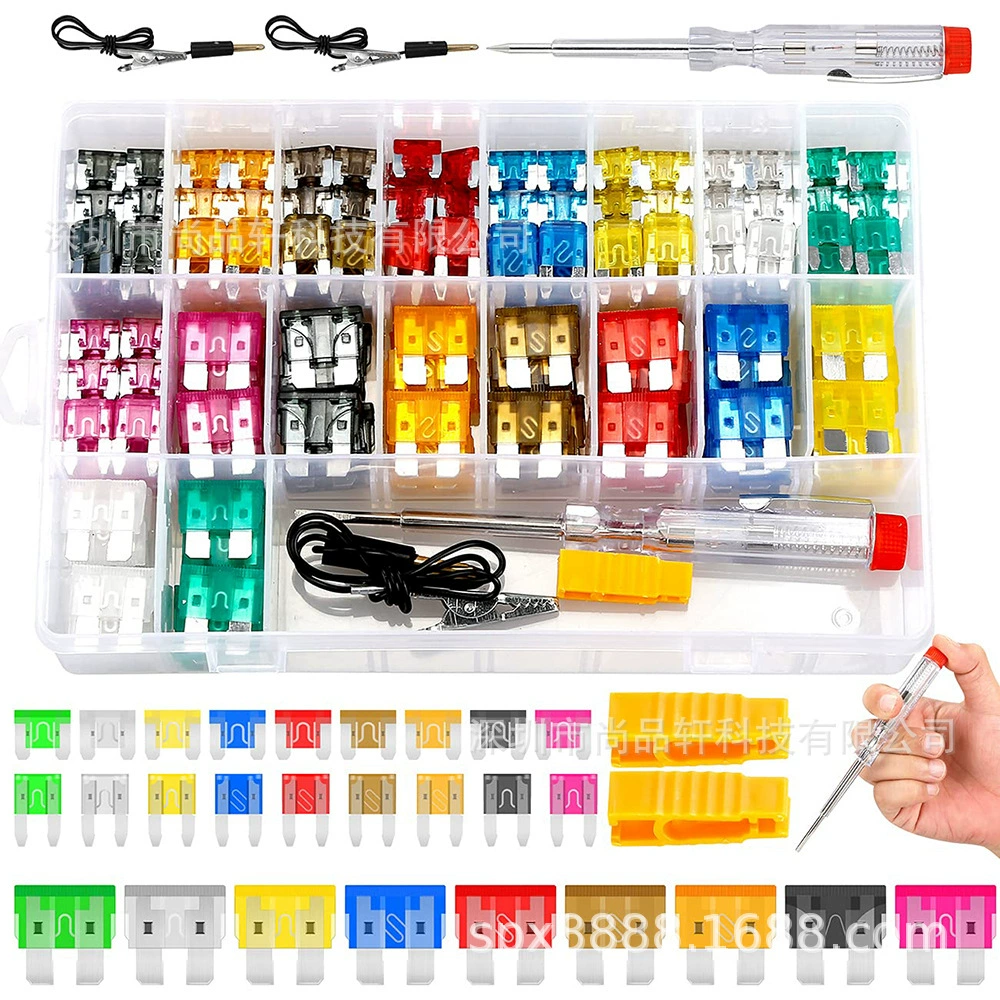 Набор мини-фузов (306 шт.) для автомобилей с тестером, в коробке