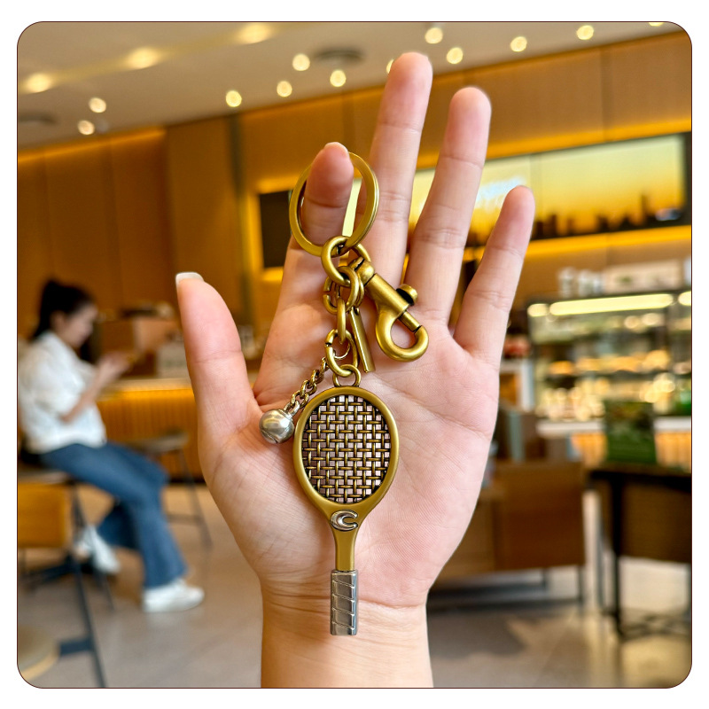 C Brand Bag Hanging Tennis Racket Alloy Car Keychain Pendant High-End Sports Style Niche Fashion Creative Accessory