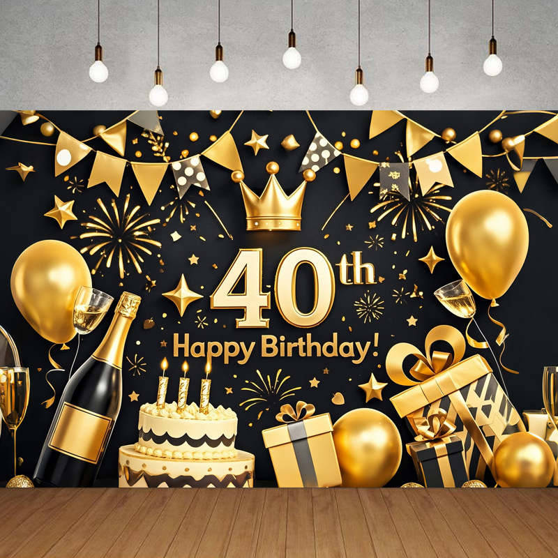 Nueva tela de fondo de feliz cumpleaños transfronteriza, carnaval de fiesta, serie principal de decoración de escenas, banner de cumpleaños