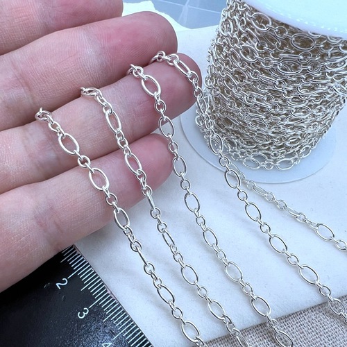 s925 sterling silver calendered cross chain O-shaped chain DIY accessories chain tail necklace bracelet sweater chain semi-finished chain