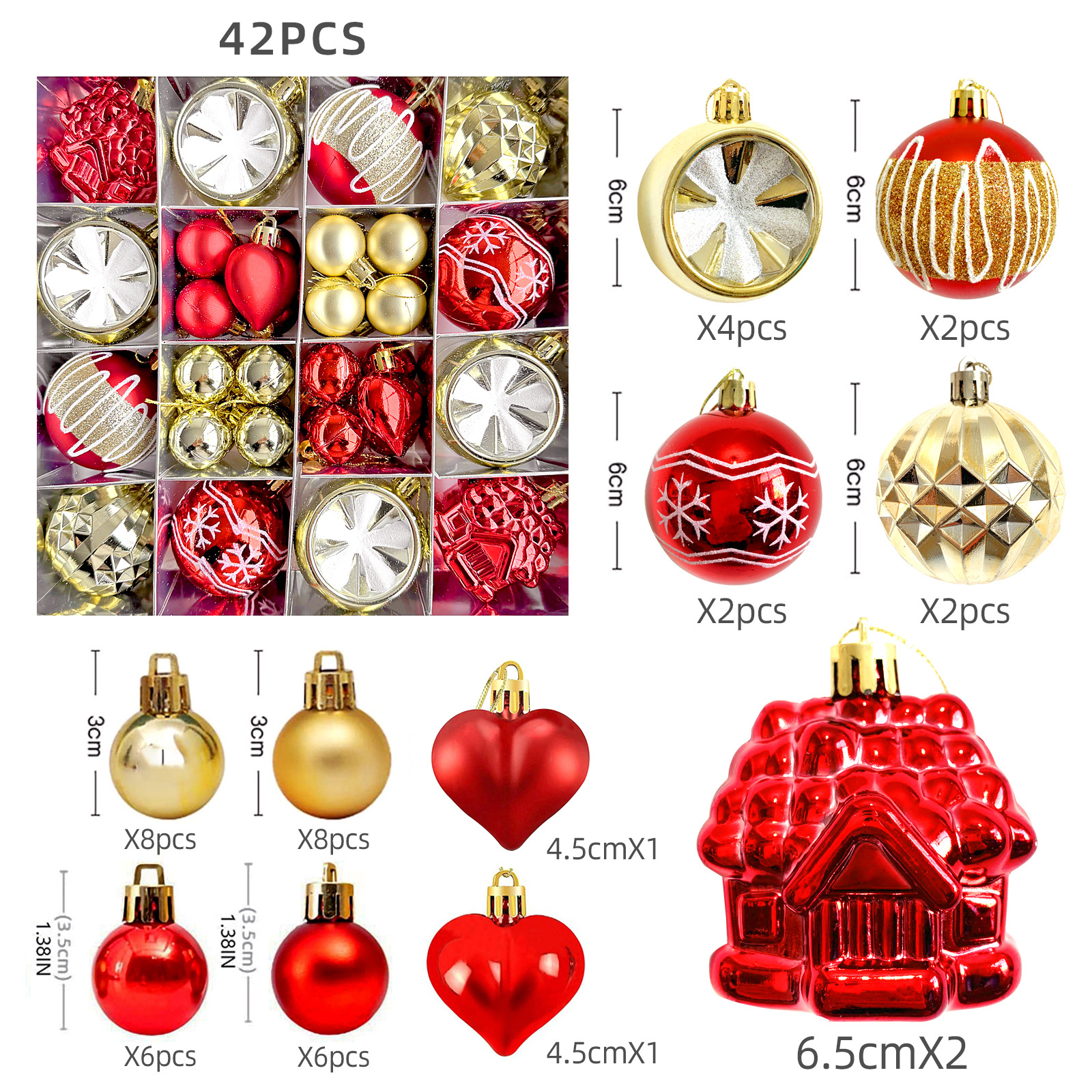 Juego de Esferas Navideñas Galvanizadas 6cm de Plástico para Árbol de Navidad image 20