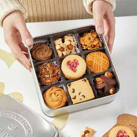 新年曲奇饼干铁盒包装盒可可脆点心糖果盒子雪花酥巧克力空盒铁罐