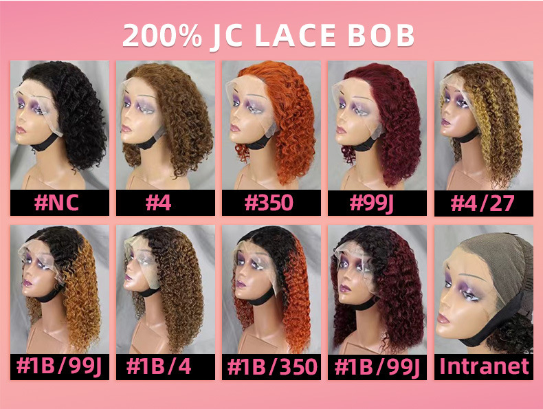 Synthetische Deep Wave Bob Perücke Mit Lace Front Für Damen_voghion.com