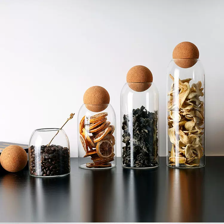 高硼硅透明玻璃密封罐收纳罐五谷杂粮储物罐创意软木塞茶叶罐厂家