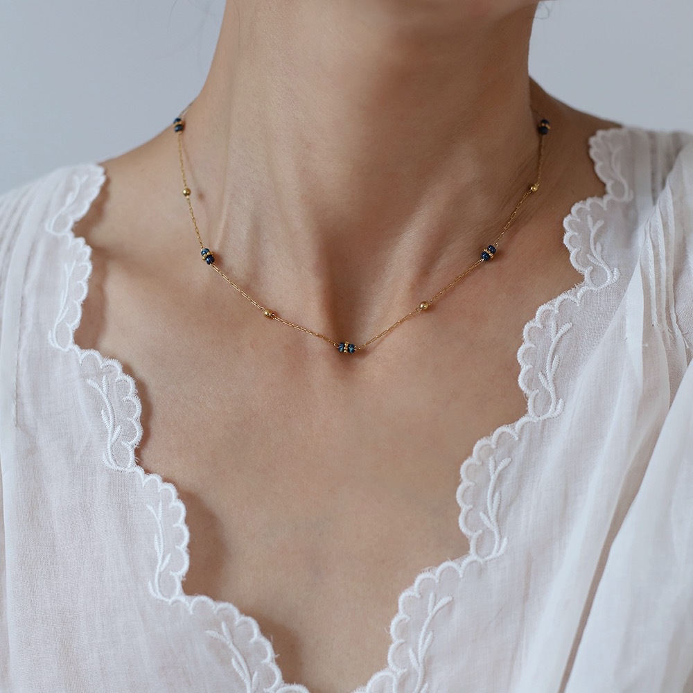 Model Show Gold Beads Stainless Steel Necklace