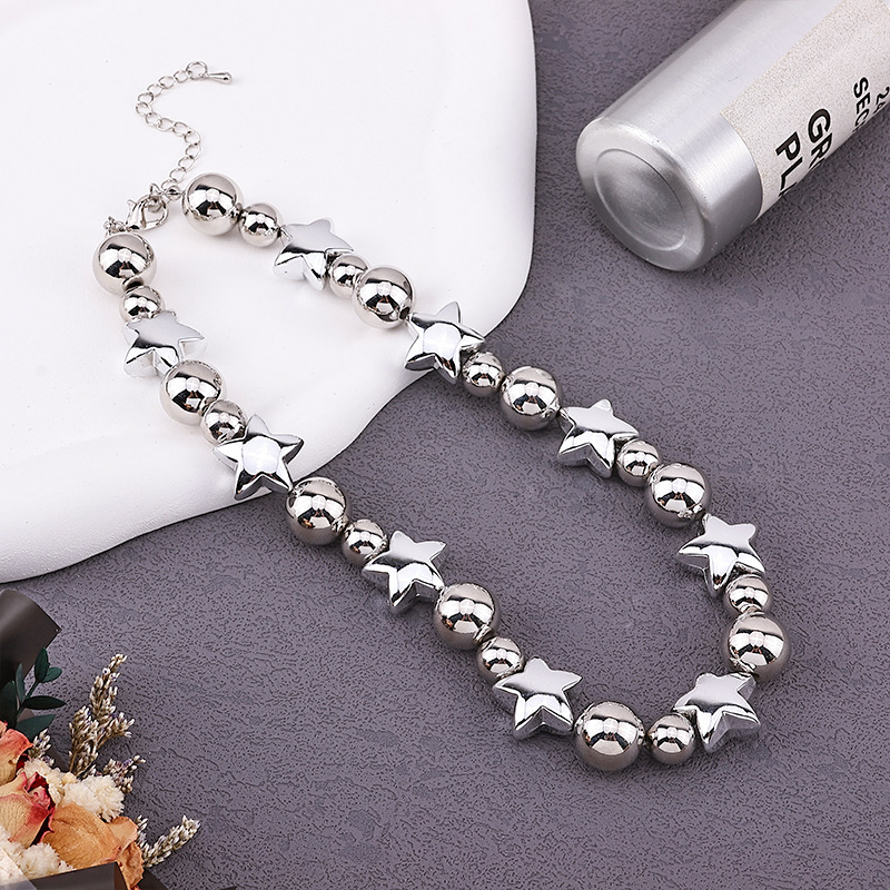 Star Pattern Simple Style Star CCB Metal Beaded Chain Choker Wholesale