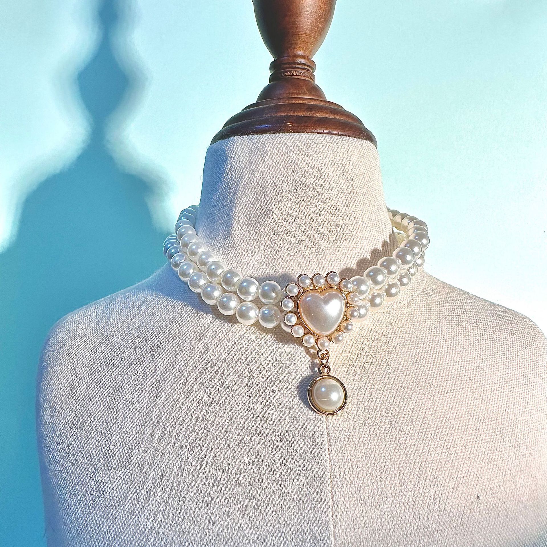 25g Weight Pet Collar Type Of Pet Supplies Elegant Simple Style Imitation Pearl Alloy Heart Shape Rose Pet Collar
